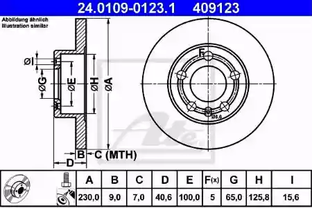 Disk zadnji 230 X 0,9 5 Rupa  Golf 4 1998- ATE 1J0615601-1j0